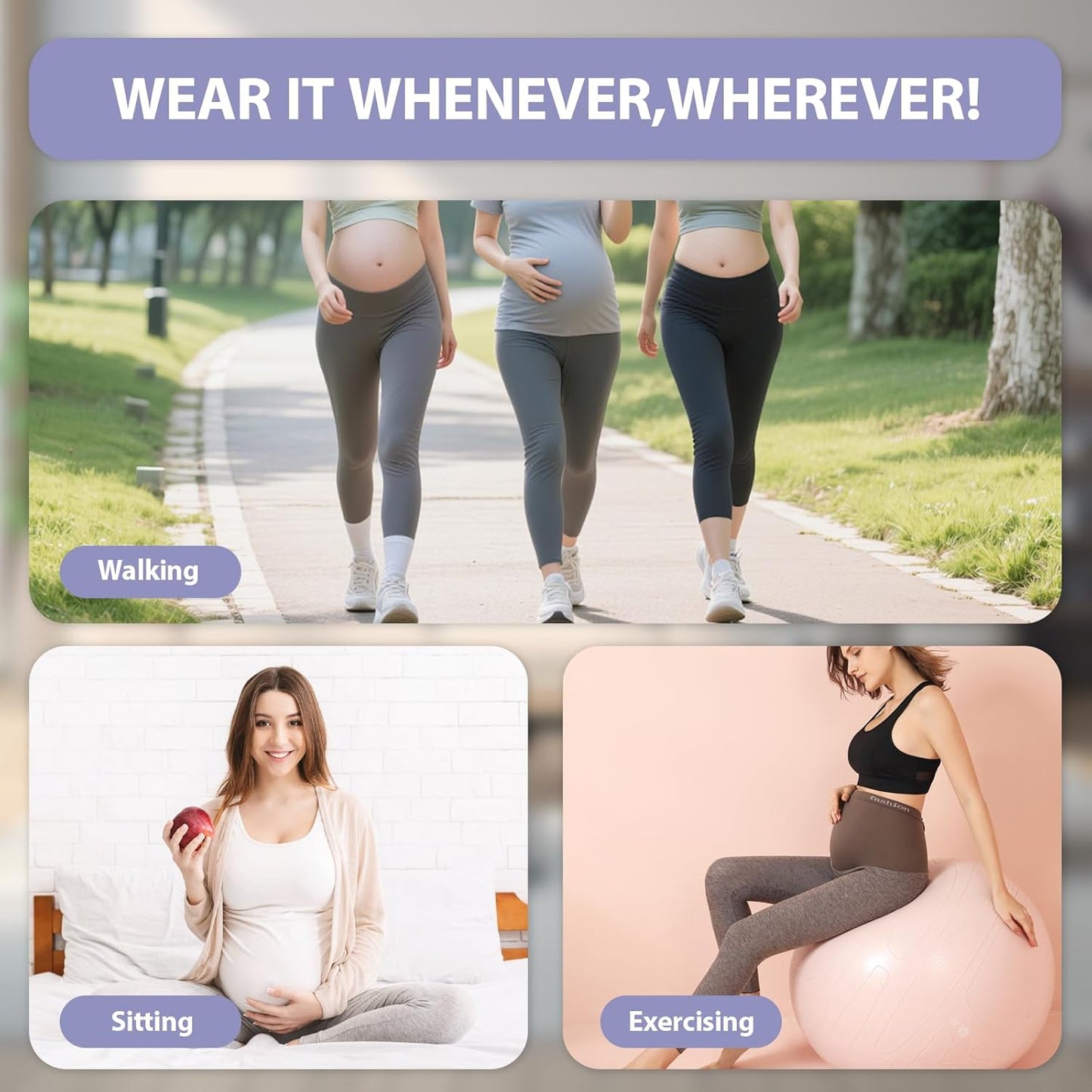 Maternity Belly Band, Pregnancy Support Belt with Extra Adjustable Wrap | Double Support, Soft, Breathable, Comfortable Belly Bands, for Pregnant Women and Pain Relief for Back, Pelvis