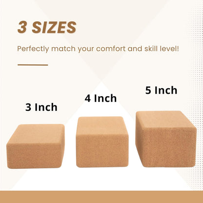 Premium Cork Block - Natural Cork, Improve Strength, Flexibility with Soft Brick Workout Handstand, (Single)