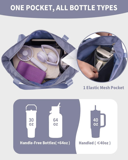 Yoga Mat Bag Waterproof Tote Gym Bag Mat Carrier W/Wet Pocket | hook-and-loop mat holder 5s quick access, 40oz handled bottle pocket, wet bag, lightweight waterproof, drawstring pockets,19L
