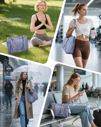 Yoga Mat Bag Waterproof Tote Gym Bag Mat Carrier W/Wet Pocket | hook-and-loop mat holder 5s quick access, 40oz handled bottle pocket, wet bag, lightweight waterproof, drawstring pockets,19L