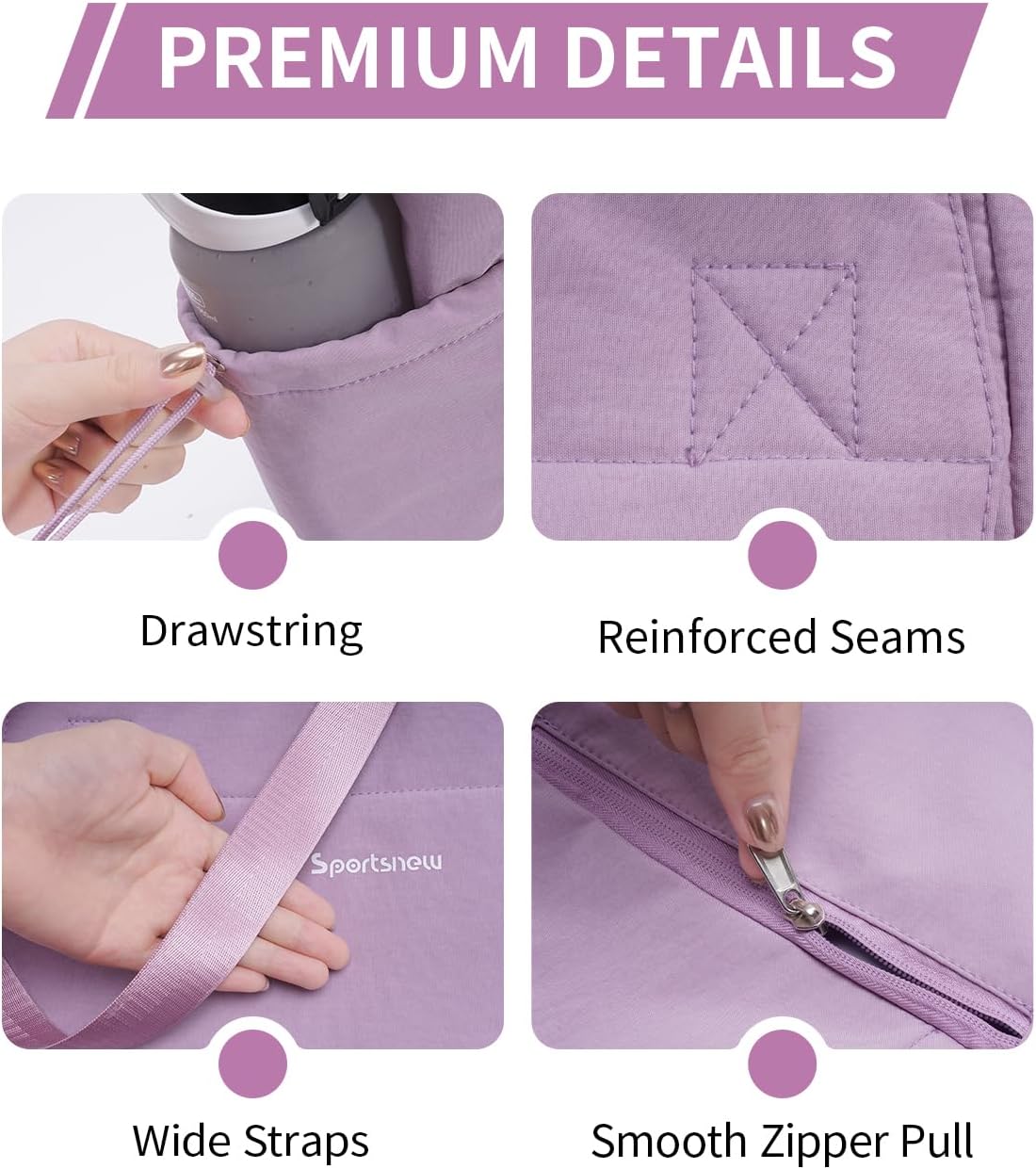 Yoga Mat Bag Waterproof Tote Gym Bag Mat Carrier W/Wet Pocket | hook-and-loop mat holder 5s quick access, 40oz handled bottle pocket, wet bag, lightweight waterproof, drawstring pockets,19L