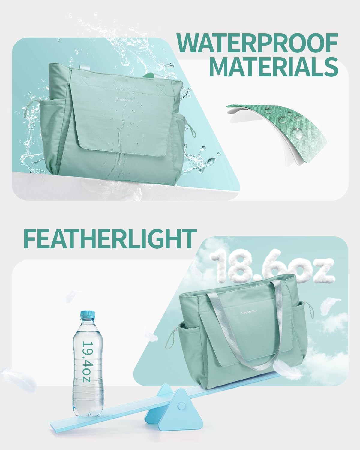 Yoga Mat Bag Waterproof Tote Gym Bag Mat Carrier W/Wet Pocket | hook-and-loop mat holder 5s quick access, 40oz handled bottle pocket, wet bag, lightweight waterproof, drawstring pockets,19L