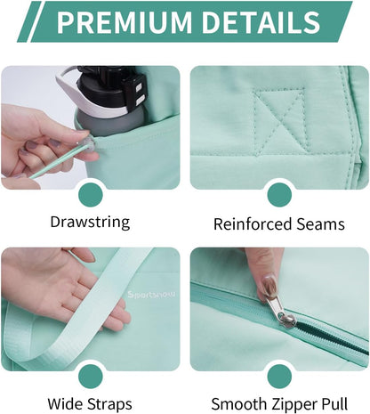 Yoga Mat Bag Waterproof Tote Gym Bag Mat Carrier W/Wet Pocket | hook-and-loop mat holder 5s quick access, 40oz handled bottle pocket, wet bag, lightweight waterproof, drawstring pockets,19L
