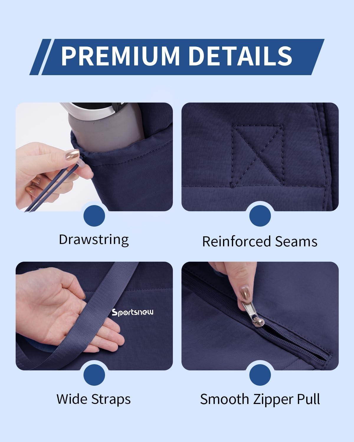Yoga Mat Bag Waterproof Tote Gym Bag Mat Carrier W/Wet Pocket | hook-and-loop mat holder 5s quick access, 40oz handled bottle pocket, wet bag, lightweight waterproof, drawstring pockets,19L