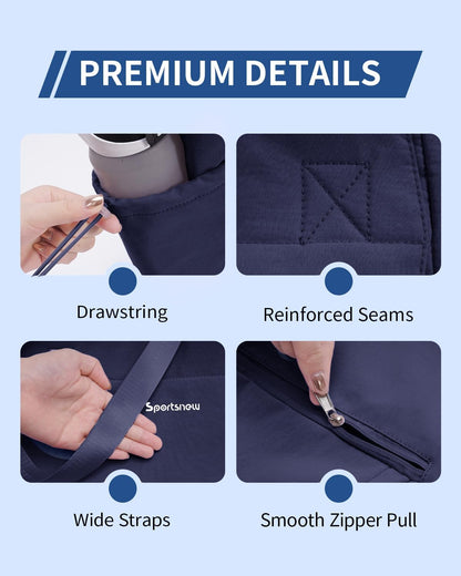 Yoga Mat Bag Waterproof Tote Gym Bag Mat Carrier W/Wet Pocket | hook-and-loop mat holder 5s quick access, 40oz handled bottle pocket, wet bag, lightweight waterproof, drawstring pockets,19L