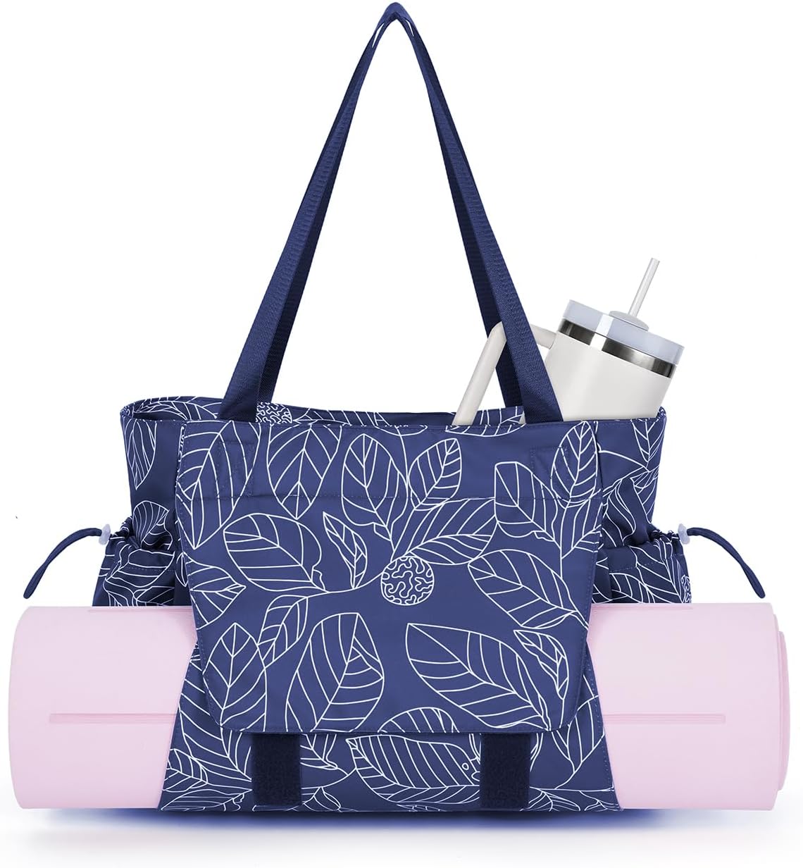 Yoga Mat Bag Waterproof Tote Gym Bag Mat Carrier W/Wet Pocket | hook-and-loop mat holder 5s quick access, 40oz handled bottle pocket, wet bag, lightweight waterproof, drawstring pockets,19L