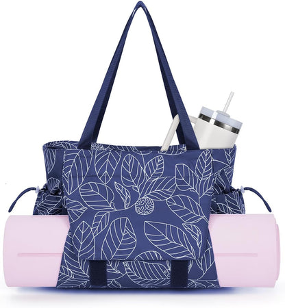 Yoga Mat Bag Waterproof Tote Gym Bag Mat Carrier W/Wet Pocket | hook-and-loop mat holder 5s quick access, 40oz handled bottle pocket, wet bag, lightweight waterproof, drawstring pockets,19L