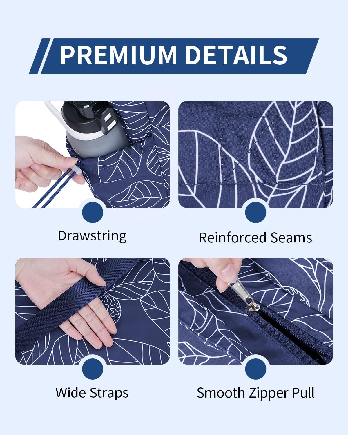 Yoga Mat Bag Waterproof Tote Gym Bag Mat Carrier W/Wet Pocket | hook-and-loop mat holder 5s quick access, 40oz handled bottle pocket, wet bag, lightweight waterproof, drawstring pockets,19L