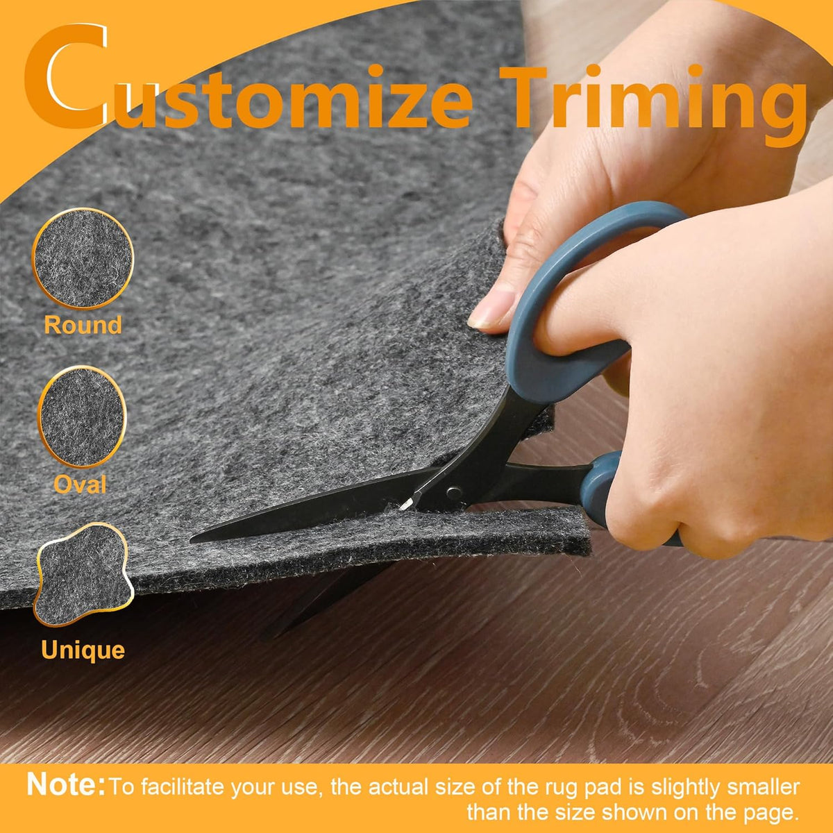2x3 Non Slip Rug Pad Gripper, 1/4" Thick Cushioned Carpet Pads for Hardwood Floors, Felt and Silicone Backing, Under Area Rugs Anti Skid Mat Keep Rugs in Place