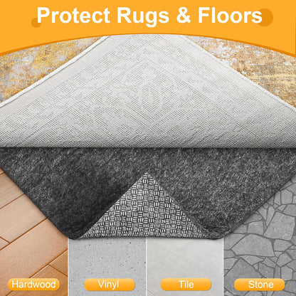 2x3 Non Slip Rug Pad Gripper, 1/4" Thick Cushioned Carpet Pads for Hardwood Floors, Felt and Silicone Backing, Under Area Rugs Anti Skid Mat Keep Rugs in Place