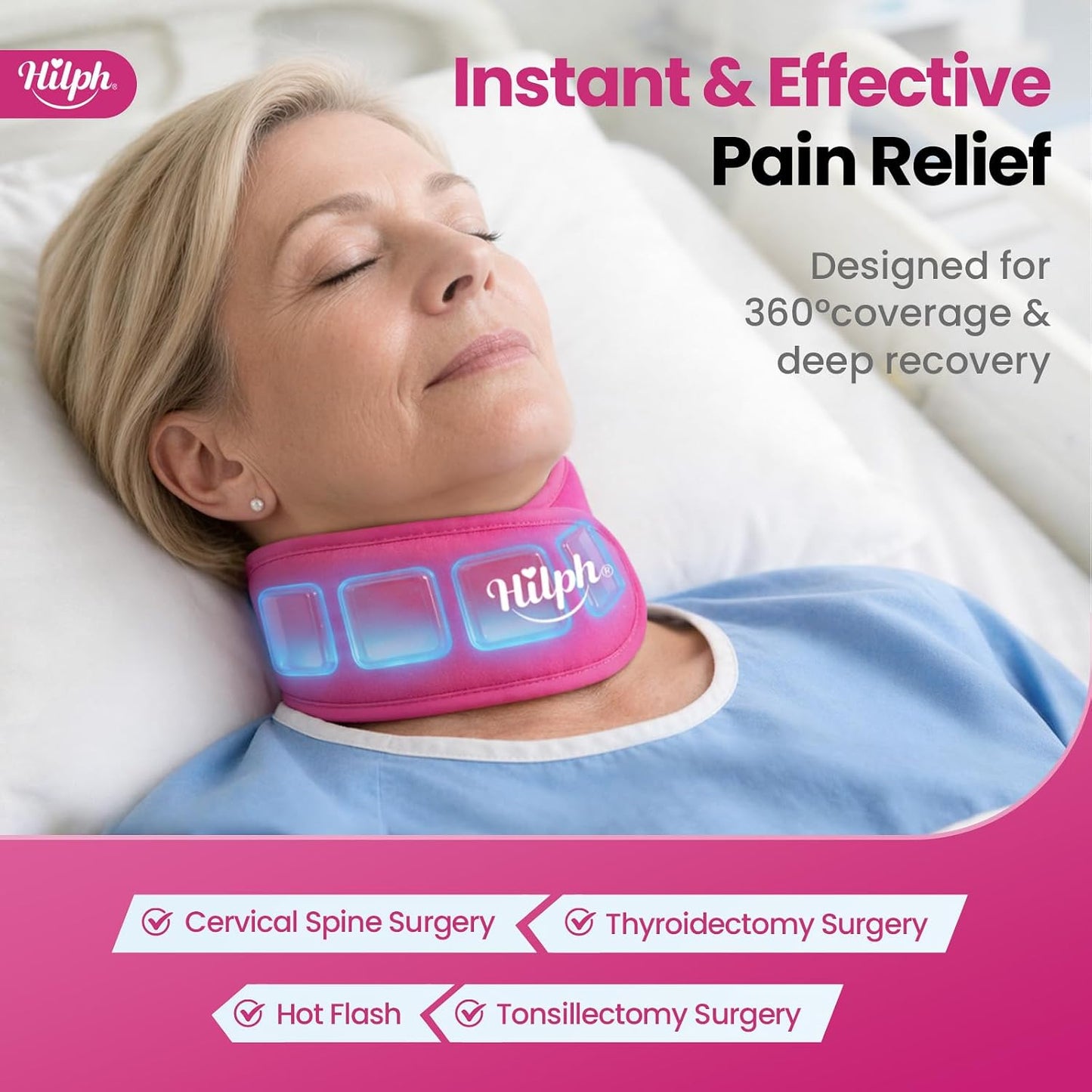 Neck Ice Pack Wrap, 45-Min Cold Therapy Ice Collar for Tonsillectomy