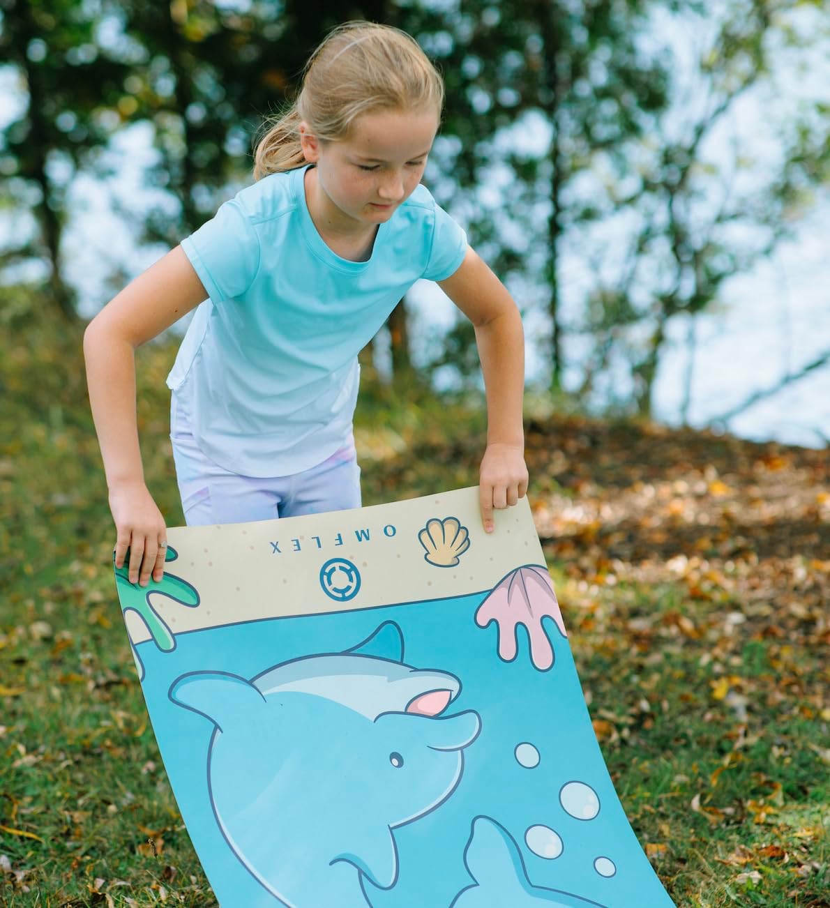 Kids Yoga Mat with Carrying Strap – 60"x24" Non-Slip Premium Exercise Mat for Kids, 3mm Thick Non-Toxic, PVC-Free Play Mat for Children, Dolphin, Car & Supergirl Designs