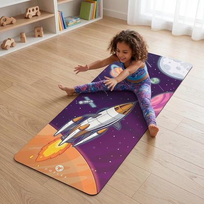 Kids Yoga Mat with Carrying Strap – 60"x24" Non-Slip Premium Exercise Mat for Kids, 3mm Thick Non-Toxic, PVC-Free Play Mat for Children, Dolphin, Car & Supergirl Designs