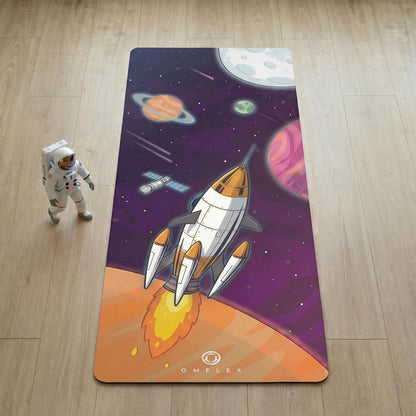 Kids Yoga Mat with Carrying Strap – 60"x24" Non-Slip Premium Exercise Mat for Kids, 3mm Thick Non-Toxic, PVC-Free Play Mat for Children, Dolphin, Car & Supergirl Designs
