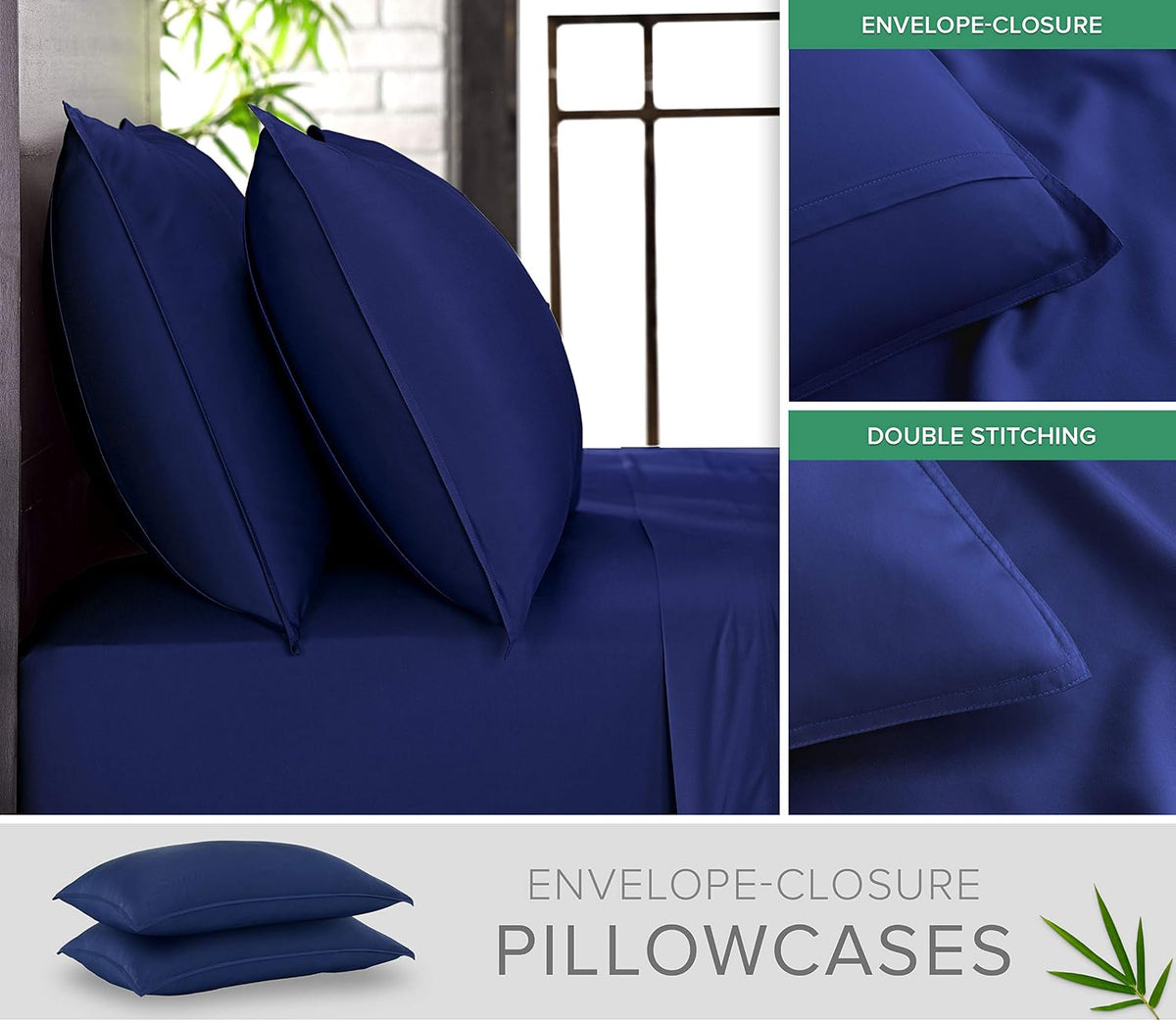King Pillowcases - Genuine 100% Organic Viscose Derived from Bamboo, Luxuriously Soft & Cooling, Double Stitching, Envelope Closure (2 King Pillowcases, White)