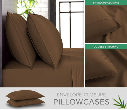 King Pillowcases - Genuine 100% Organic Viscose Derived from Bamboo, Luxuriously Soft & Cooling, Double Stitching, Envelope Closure (2 King Pillowcases, White)