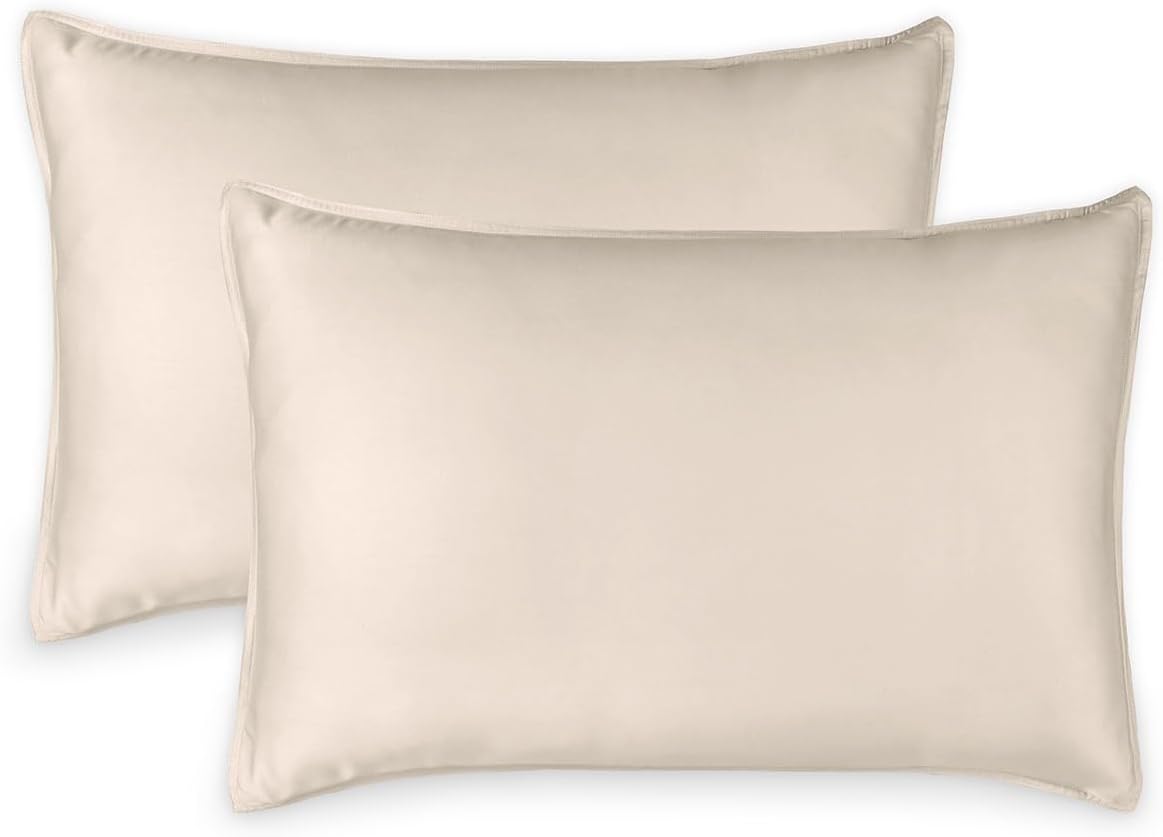 King Pillowcases - Genuine 100% Organic Viscose Derived from Bamboo, Luxuriously Soft & Cooling, Double Stitching, Envelope Closure (2 King Pillowcases, White)