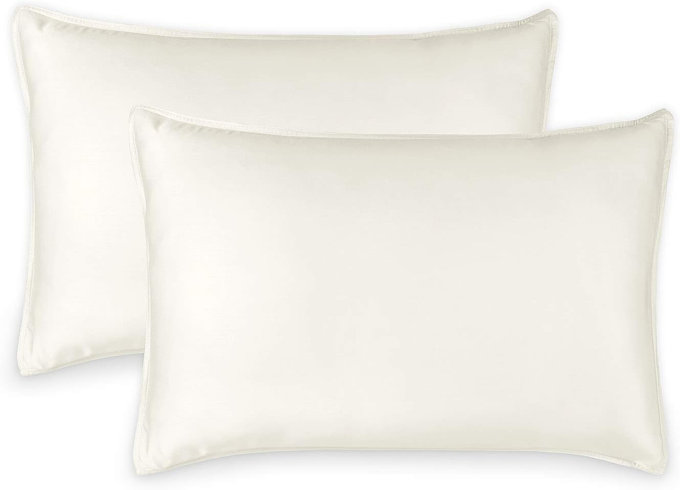 King Pillowcases - Genuine 100% Organic Viscose Derived from Bamboo, Luxuriously Soft & Cooling, Double Stitching, Envelope Closure (2 King Pillowcases, White)