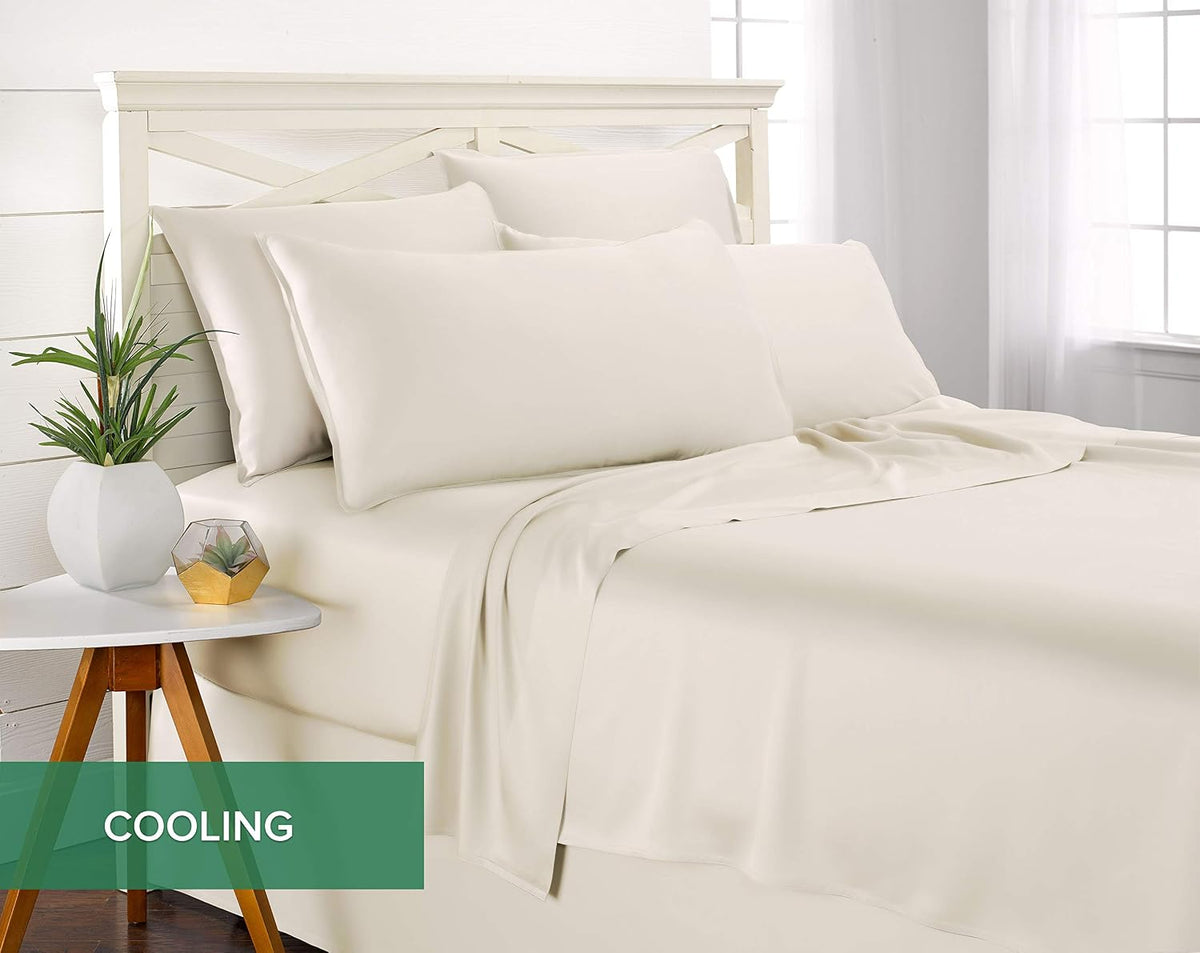 King Pillowcases - Genuine 100% Organic Viscose Derived from Bamboo, Luxuriously Soft & Cooling, Double Stitching, Envelope Closure (2 King Pillowcases, White)