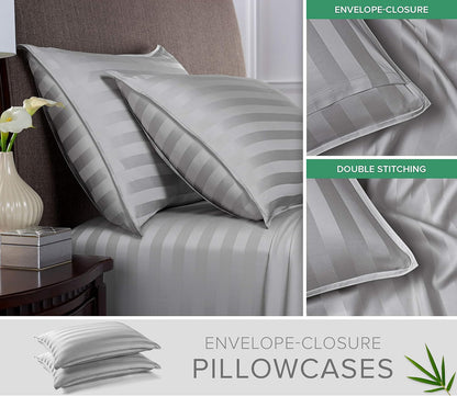 King Pillowcases - Genuine 100% Organic Viscose Derived from Bamboo, Luxuriously Soft & Cooling, Double Stitching, Envelope Closure (2 King Pillowcases, White)