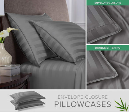 King Pillowcases - Genuine 100% Organic Viscose Derived from Bamboo, Luxuriously Soft & Cooling, Double Stitching, Envelope Closure (2 King Pillowcases, White)