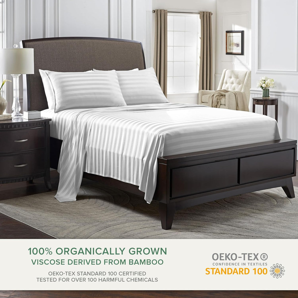 King Pillowcases - Genuine 100% Organic Viscose Derived from Bamboo, Luxuriously Soft & Cooling, Double Stitching, Envelope Closure (2 King Pillowcases, White)