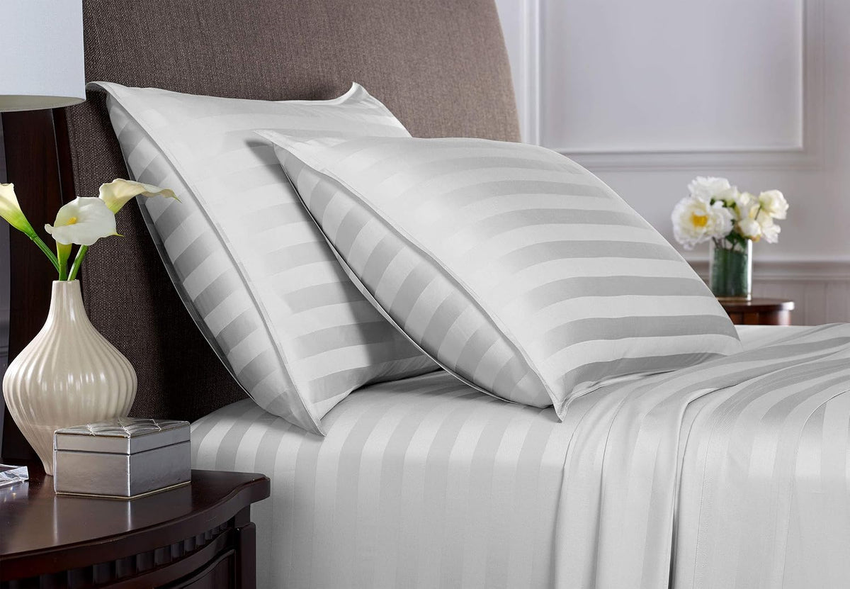 King Pillowcases - Genuine 100% Organic Viscose Derived from Bamboo, Luxuriously Soft & Cooling, Double Stitching, Envelope Closure (2 King Pillowcases, White)
