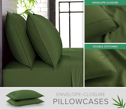King Pillowcases - Genuine 100% Organic Viscose Derived from Bamboo, Luxuriously Soft & Cooling, Double Stitching, Envelope Closure (2 King Pillowcases, White)