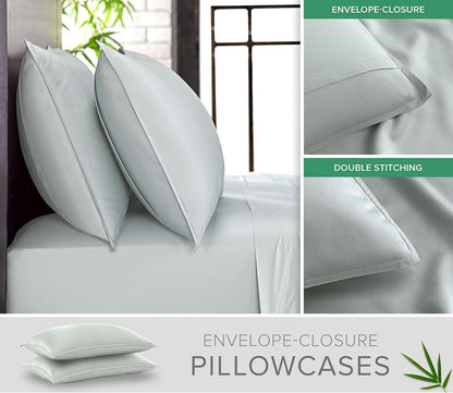 King Pillowcases - Genuine 100% Organic Viscose Derived from Bamboo, Luxuriously Soft & Cooling, Double Stitching, Envelope Closure (2 King Pillowcases, White)