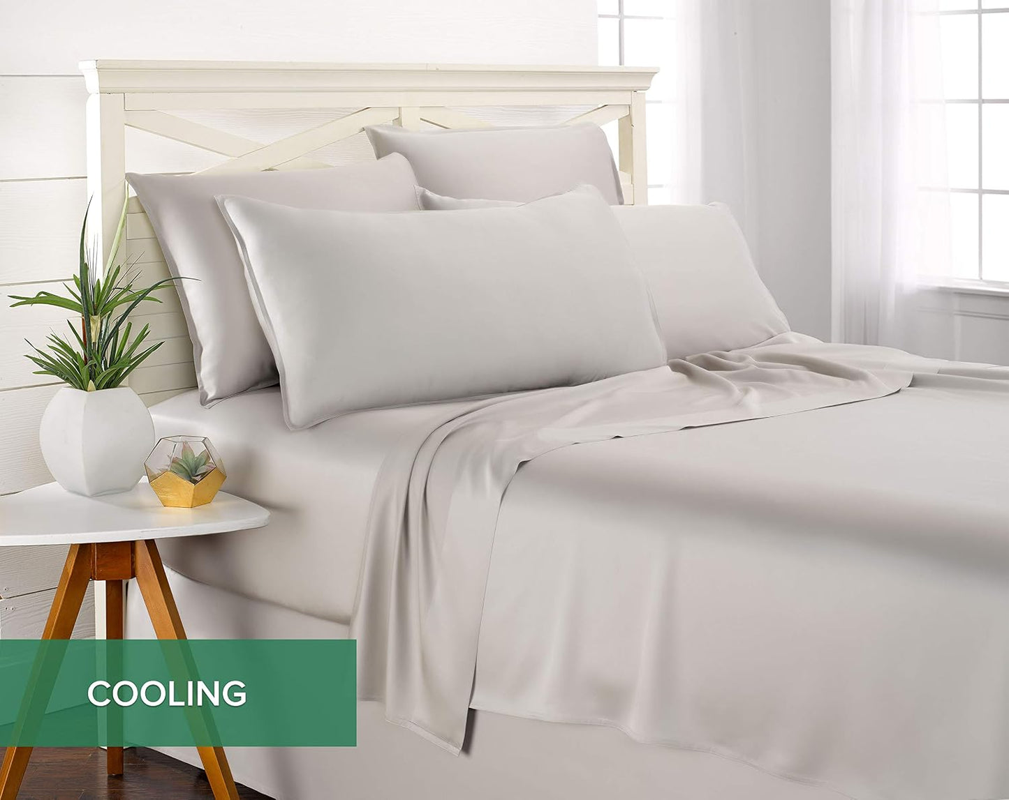 King Pillowcases - Genuine 100% Organic Viscose Derived from Bamboo, Luxuriously Soft & Cooling, Double Stitching, Envelope Closure (2 King Pillowcases, White)