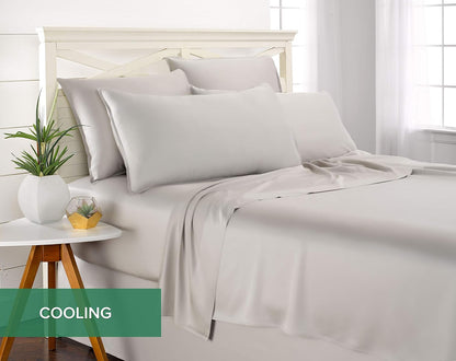 King Pillowcases - Genuine 100% Organic Viscose Derived from Bamboo, Luxuriously Soft & Cooling, Double Stitching, Envelope Closure (2 King Pillowcases, White)