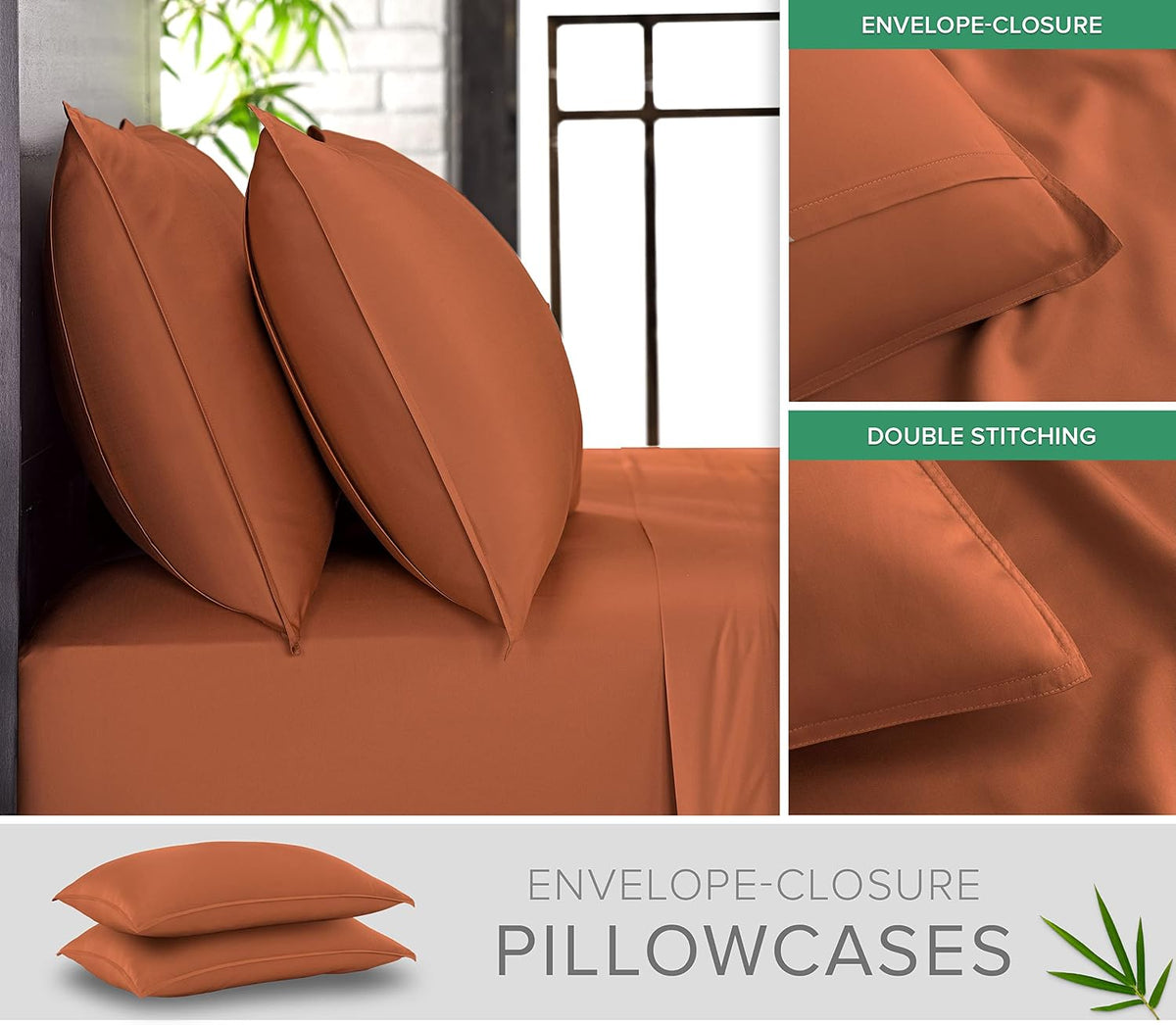 King Pillowcases - Genuine 100% Organic Viscose Derived from Bamboo, Luxuriously Soft & Cooling, Double Stitching, Envelope Closure (2 King Pillowcases, White)