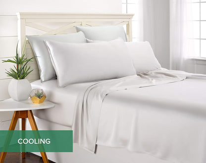 King Pillowcases - Genuine 100% Organic Viscose Derived from Bamboo, Luxuriously Soft & Cooling, Double Stitching, Envelope Closure (2 King Pillowcases, White)