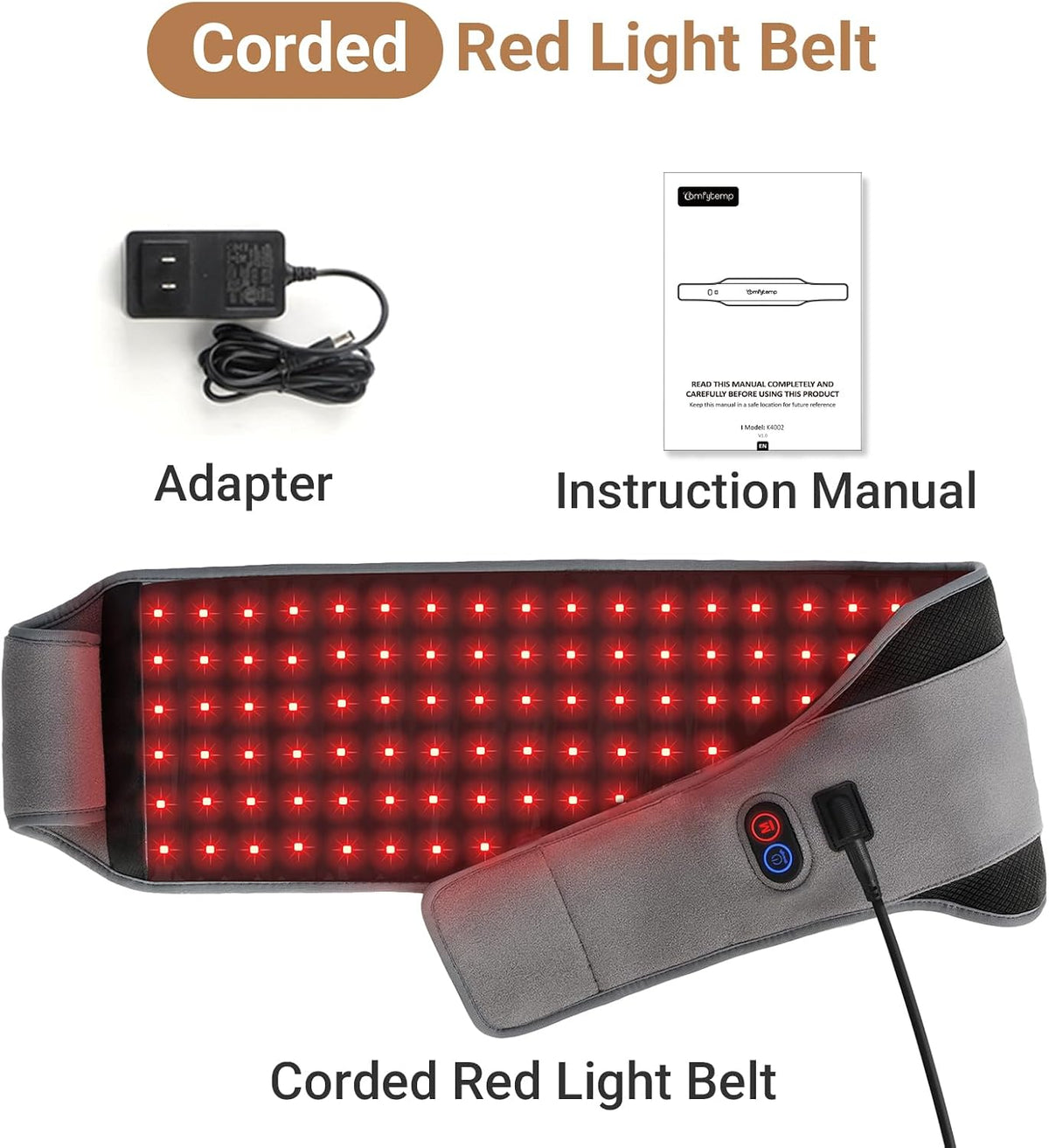 Red Light Belt with 126 LEDs, 660nm & 850nm, 22W(Corded)