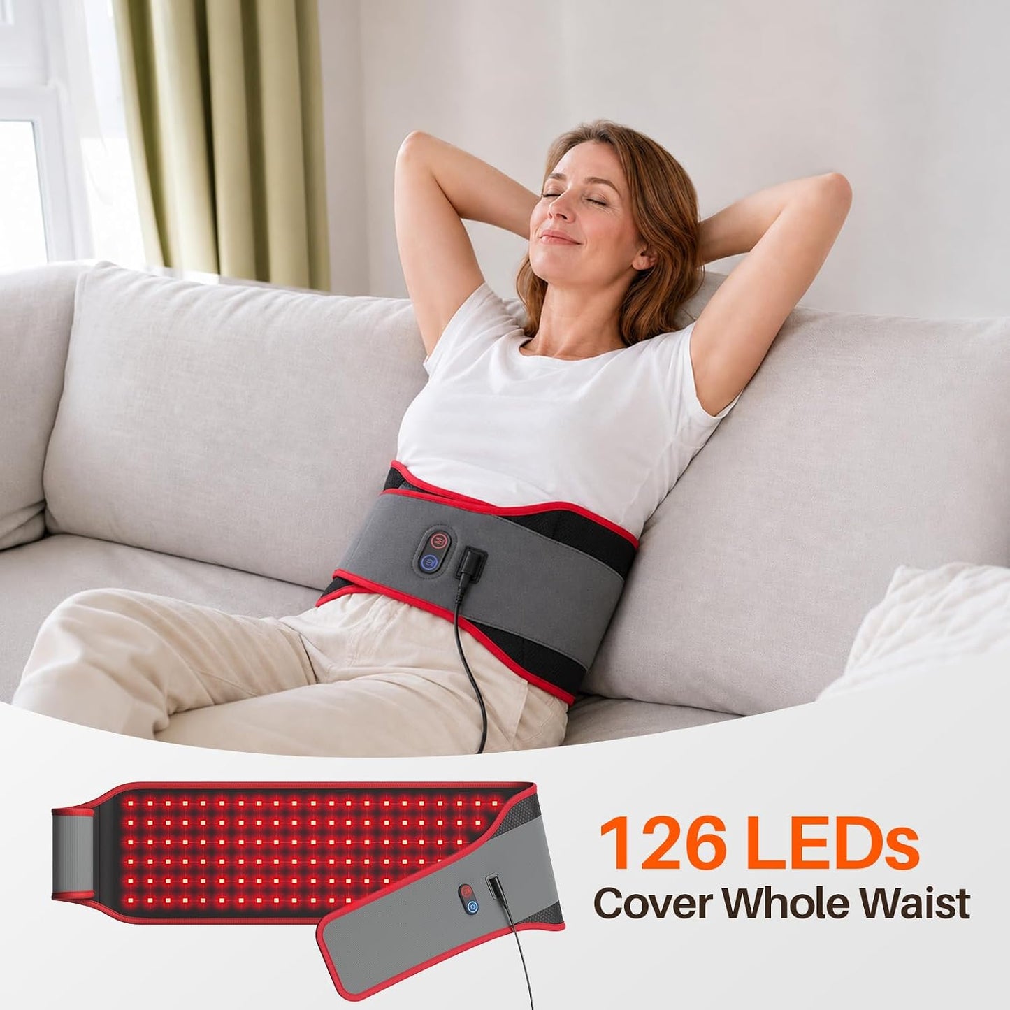 Red Light Belt with 126 LEDs, 660nm & 850nm, 22W(Corded)
