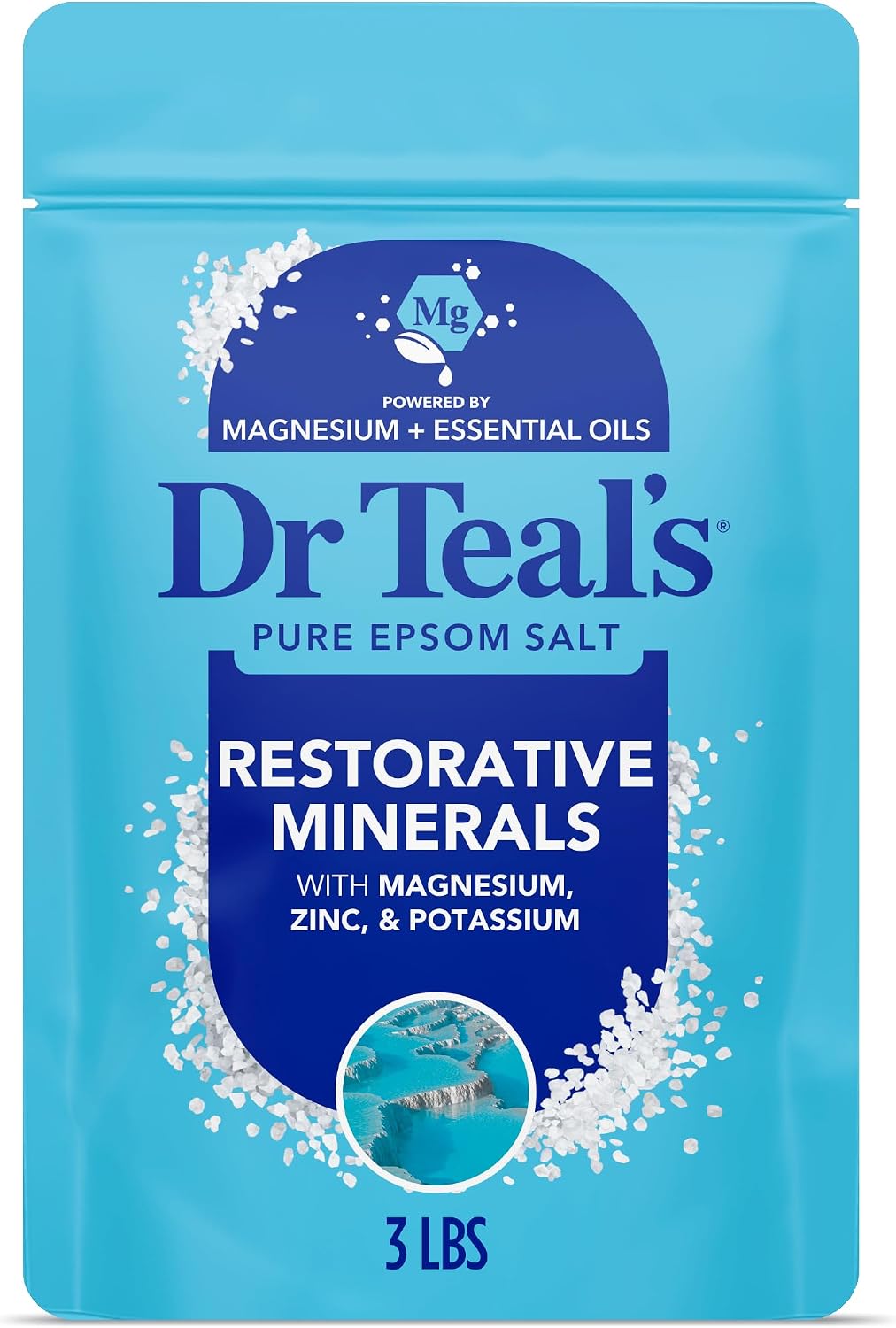 Epsom Salt Magnesium Soak, Restorative Minerals with Magnesium, Potassium & Zinc, 3 lbs