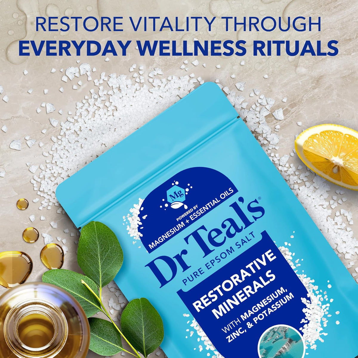 Epsom Salt Magnesium Soak, Restorative Minerals with Magnesium, Potassium & Zinc, 3 lbs