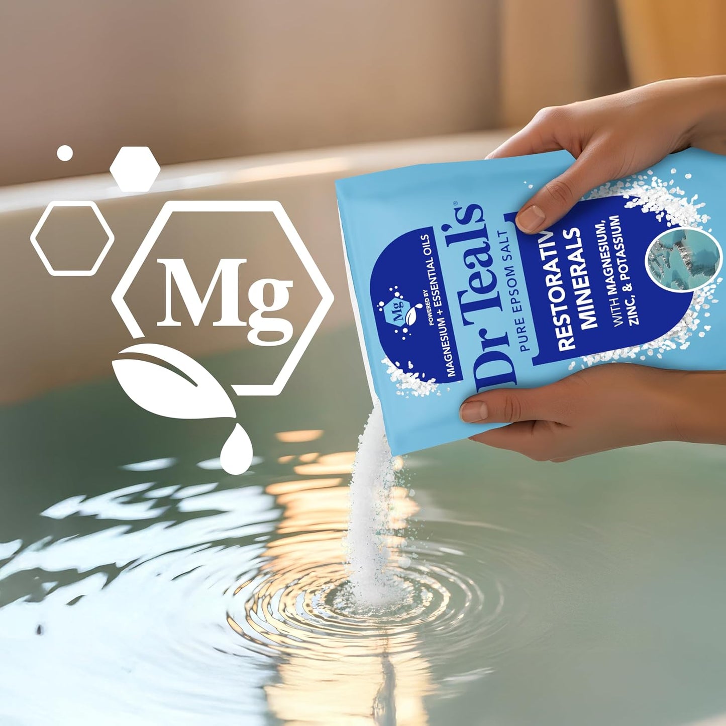 Epsom Salt Magnesium Soak, Restorative Minerals with Magnesium, Potassium & Zinc, 3 lbs