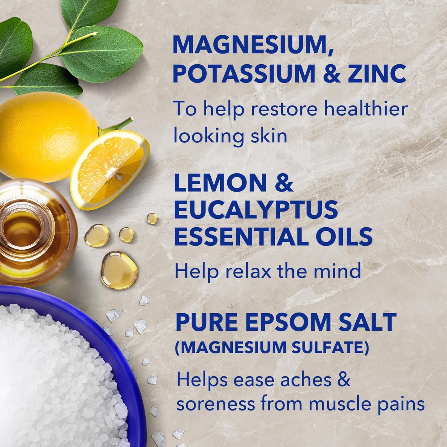 Epsom Salt Magnesium Soak, Restorative Minerals with Magnesium, Potassium & Zinc, 3 lbs