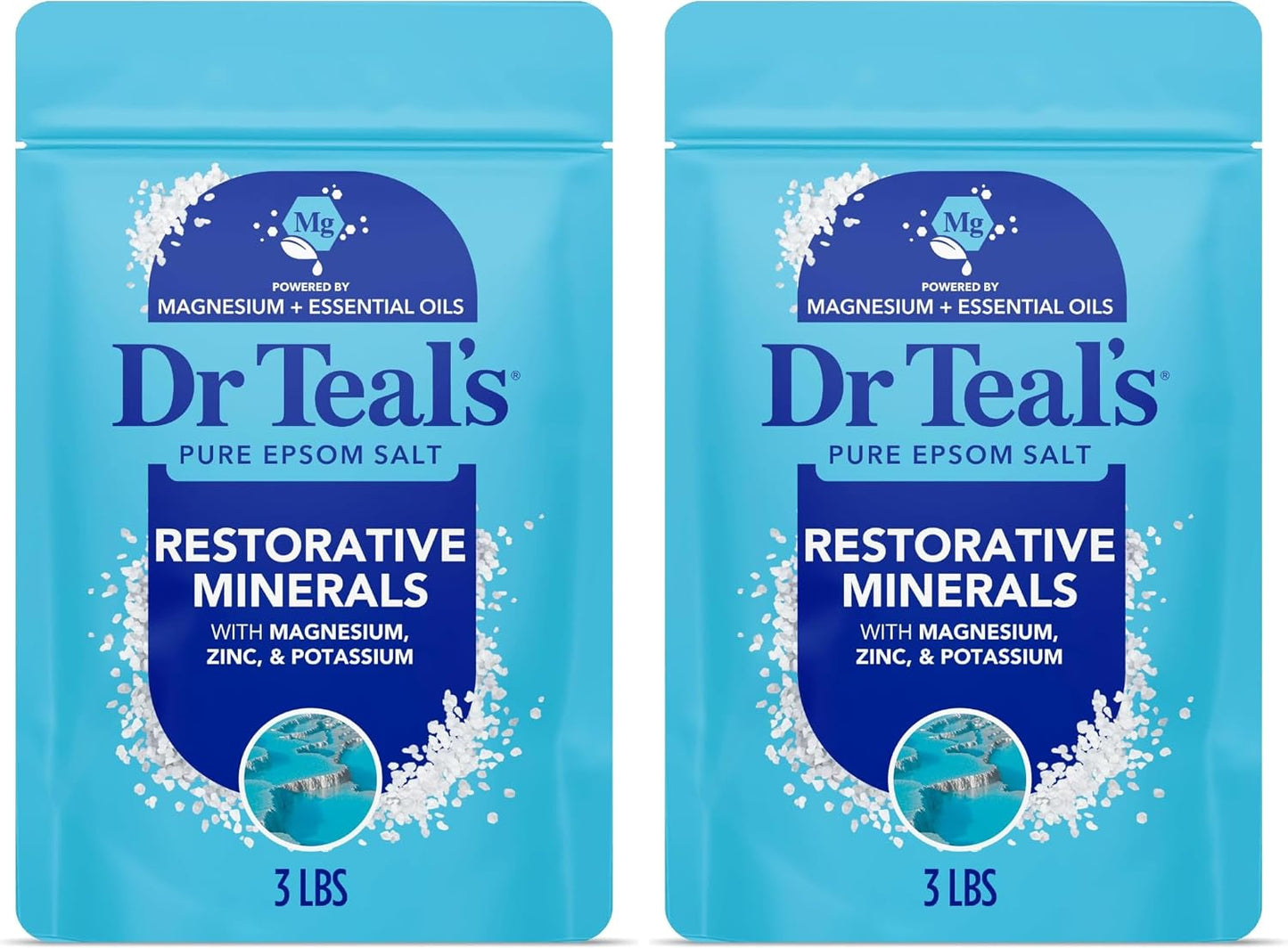 Epsom Salt Magnesium Soak, Restorative Minerals with Magnesium, Potassium & Zinc, 3 lbs