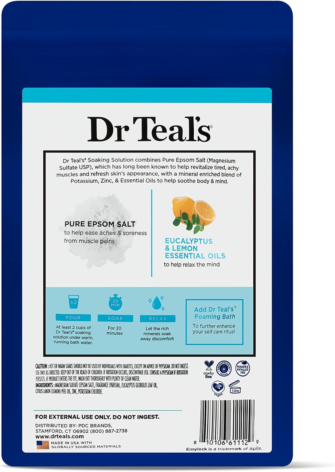 Epsom Salt Magnesium Soak, Restorative Minerals with Magnesium, Potassium & Zinc, 3 lbs