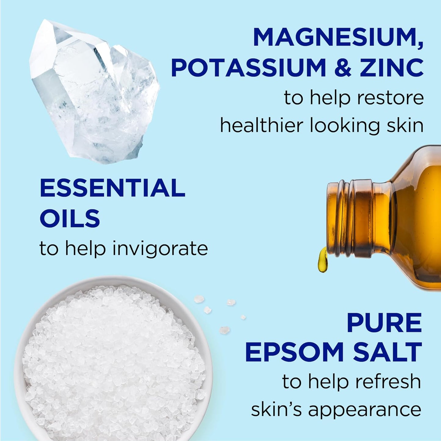 Epsom Salt Magnesium Soak, Restorative Minerals with Magnesium, Potassium & Zinc, 3 lbs