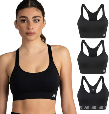 New Balance 3 Pack Seamless Sports Bras for Women, Cami Keyhole Breathability, Gym Sports Bra, Yoga Workout Set