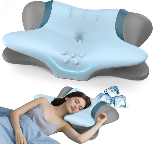 Cervical Neck Pillow for Pain Relief - Ergonomic Side Sleeper Pillow for Sleeping, Cooling Memory Foam Pillows for Neck Support, Orthopedic Pillow Contour Bed Pillow for Back Sleepers