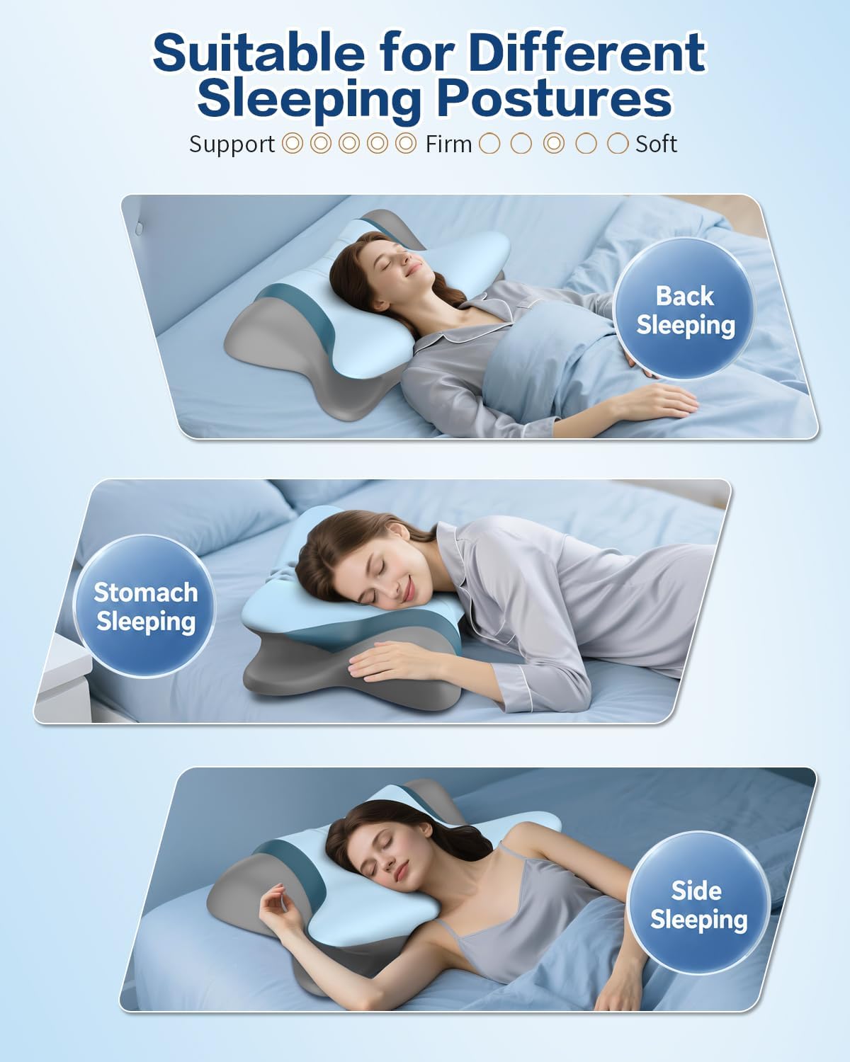 Cervical Neck Pillow for Pain Relief - Ergonomic Side Sleeper Pillow for Sleeping, Cooling Memory Foam Pillows for Neck Support, Orthopedic Pillow Contour Bed Pillow for Back Sleepers