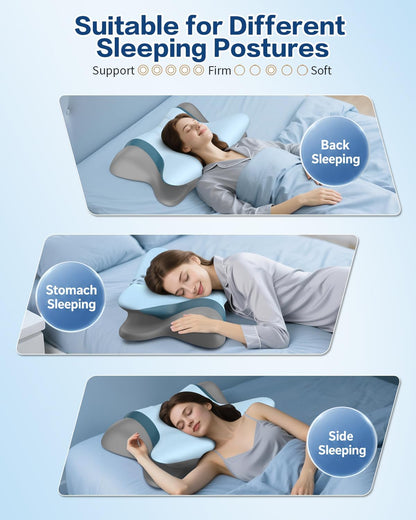 Cervical Neck Pillow for Pain Relief - Ergonomic Side Sleeper Pillow for Sleeping, Cooling Memory Foam Pillows for Neck Support, Orthopedic Pillow Contour Bed Pillow for Back Sleepers