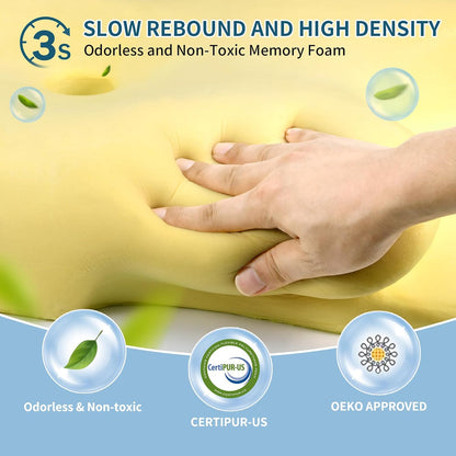 Cervical Neck Pillow for Pain Relief - Ergonomic Side Sleeper Pillow for Sleeping, Cooling Memory Foam Pillows for Neck Support, Orthopedic Pillow Contour Bed Pillow for Back Sleepers