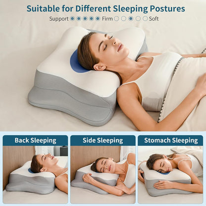 Cervical Neck Pillow for Pain Relief - Ergonomic Side Sleeper Pillow for Sleeping, Cooling Memory Foam Pillows for Neck Support, Orthopedic Pillow Contour Bed Pillow for Back Sleepers