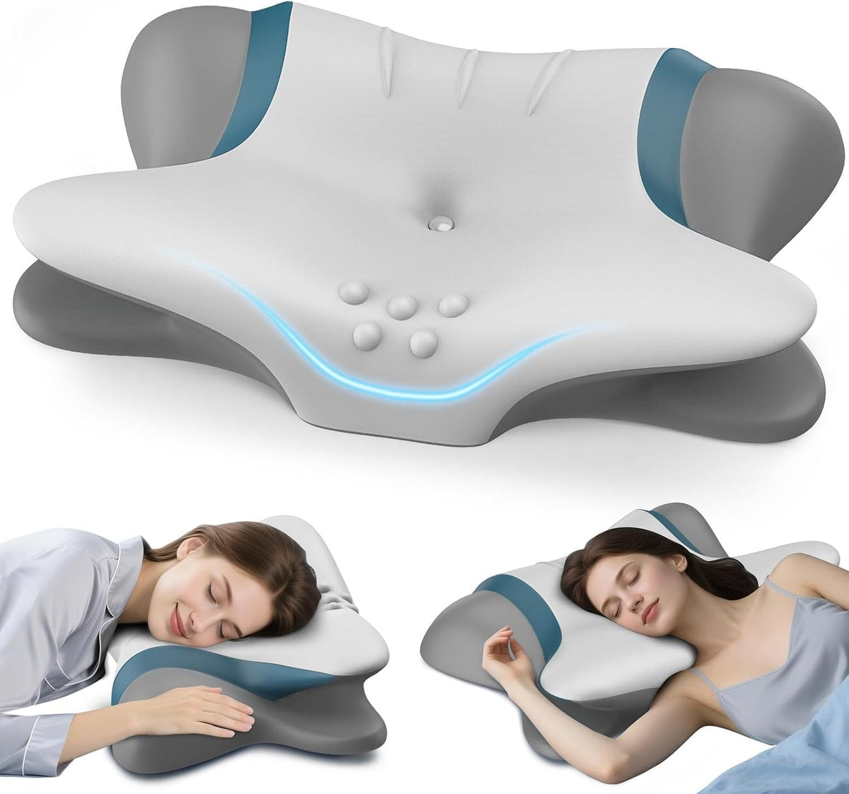 Cervical Neck Pillow for Pain Relief - Ergonomic Side Sleeper Pillow for Sleeping, Cooling Memory Foam Pillows for Neck Support, Orthopedic Pillow Contour Bed Pillow for Back Sleepers