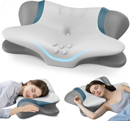 Cervical Neck Pillow for Pain Relief - Ergonomic Side Sleeper Pillow for Sleeping, Cooling Memory Foam Pillows for Neck Support, Orthopedic Pillow Contour Bed Pillow for Back Sleepers